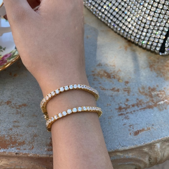 New 14k Gold Plated Tennis Bracelet 6.5" inches - Picture 15 of 16